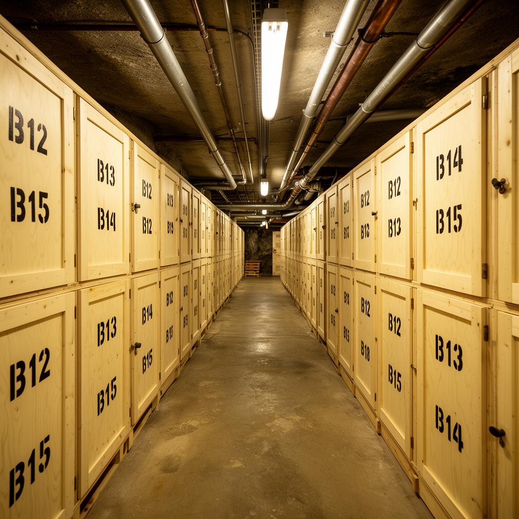 Private wine locker corridor — wine storage in West Hills, San Fernando Valley